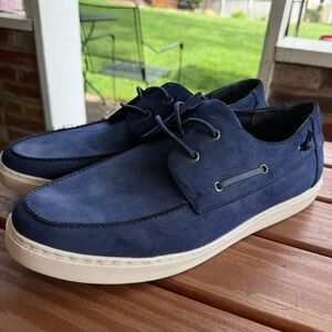 Kenneth Cole Reaction Indy Boat Shoes Mens 11.5 Navy Blue Faux Suede Sneakers